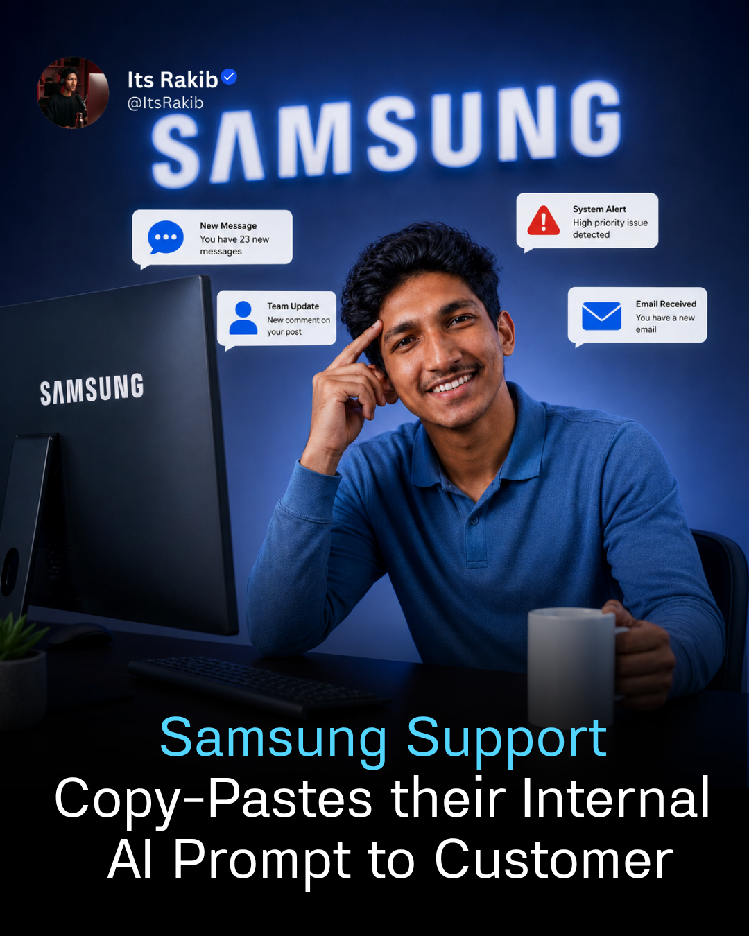 Samsung Support Copy-Pastes their Internal AI Prompt to Customer